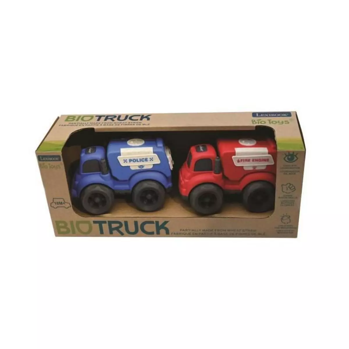 Lexibook Mini police+camion pompier en fibres de blé, recyclable et biodégradable