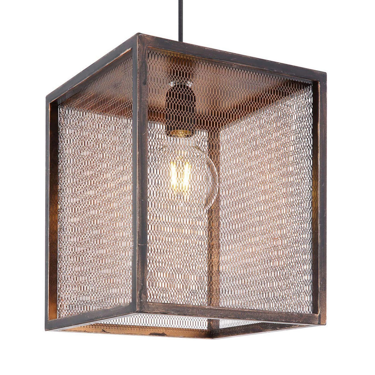 GLOBO Suspension design vintage Domi - L. 25 x H. 170 cm -  Marron cuivré