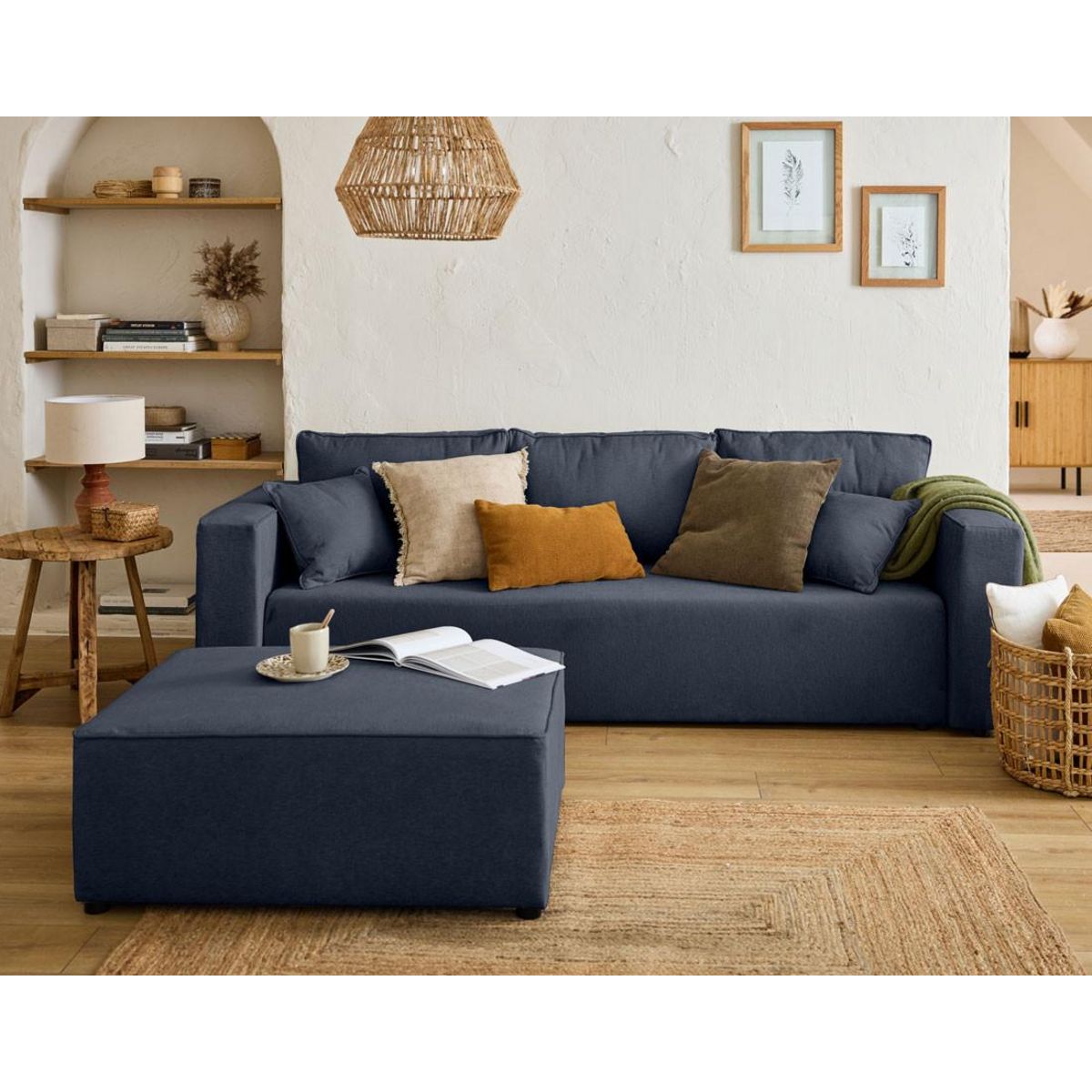 BEST MOBILIER Topaze - canapé 3 places - convertible avec coffre - en tissu