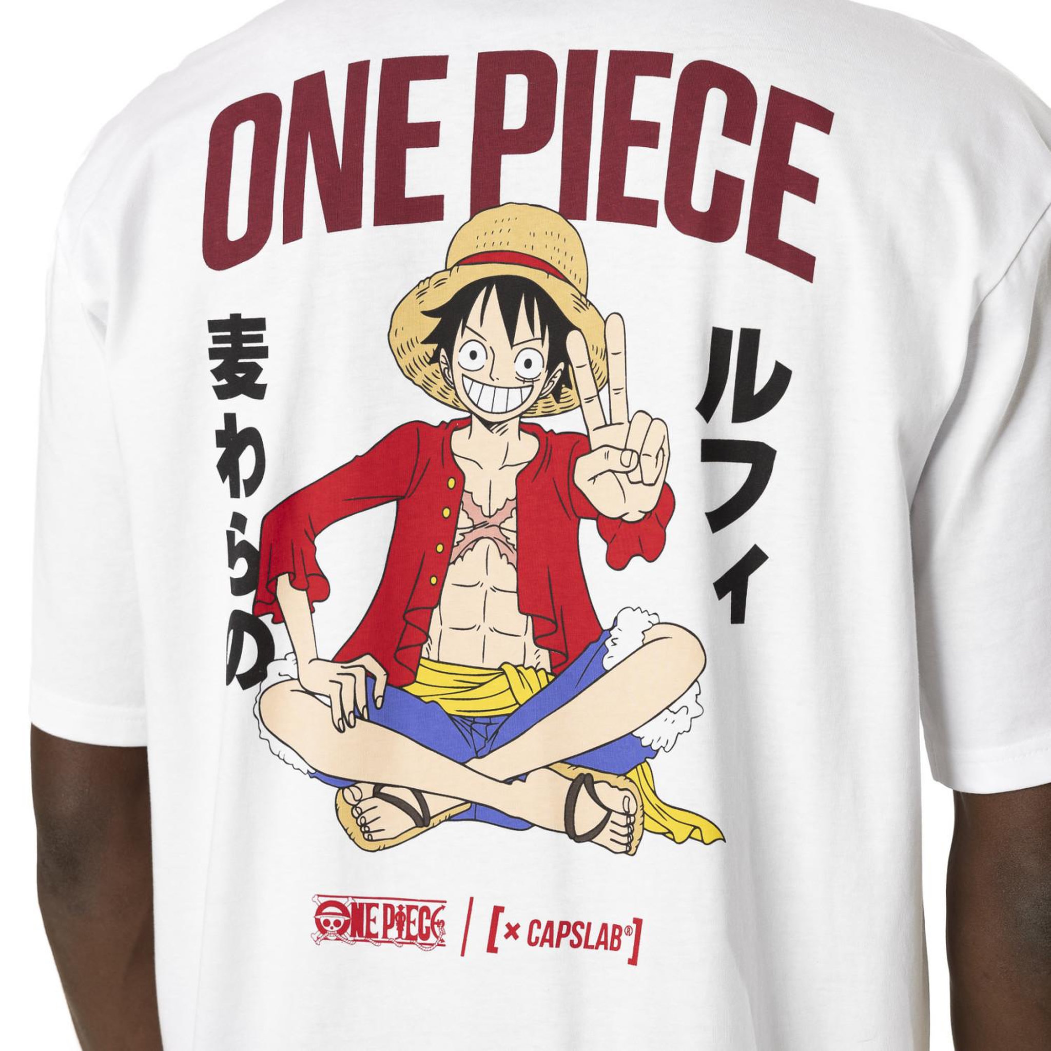 Voir la diapositive 4 : CAPSLAB T-shirt en coton homme relax fit avec print  One Piece Luffy