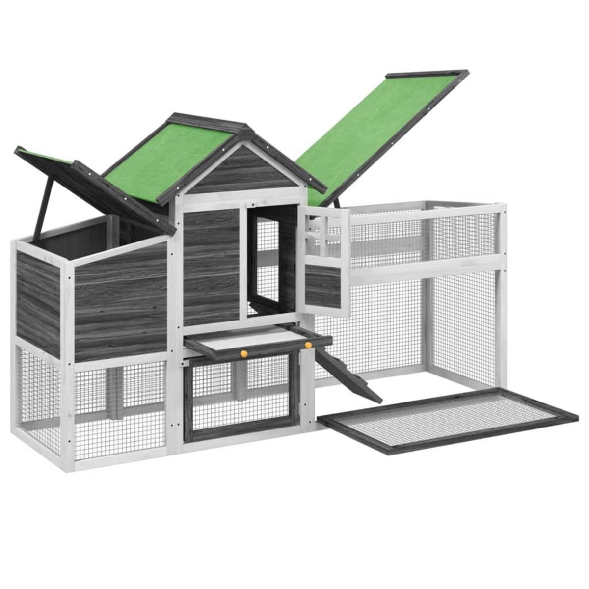 VIDAXL Poulailler gris 186,5x58,5x113 cm bois massif de pin