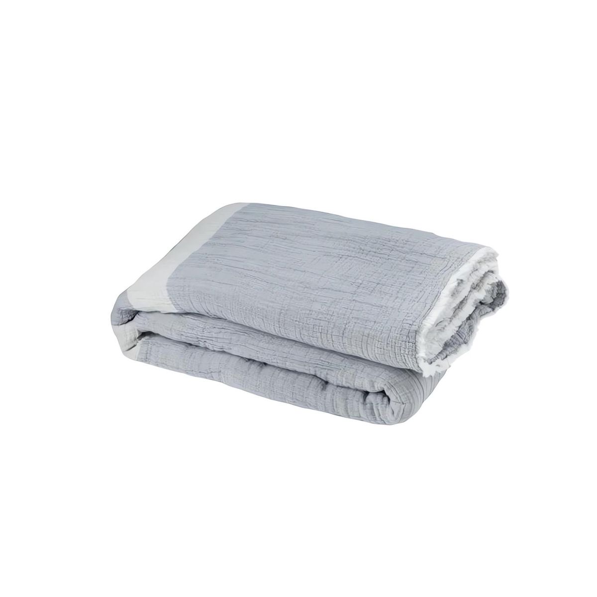 Toison d'or Plaid 150x200 cm en coton gaufré PIENZA naturel et eau de bleu, par Toison d'or