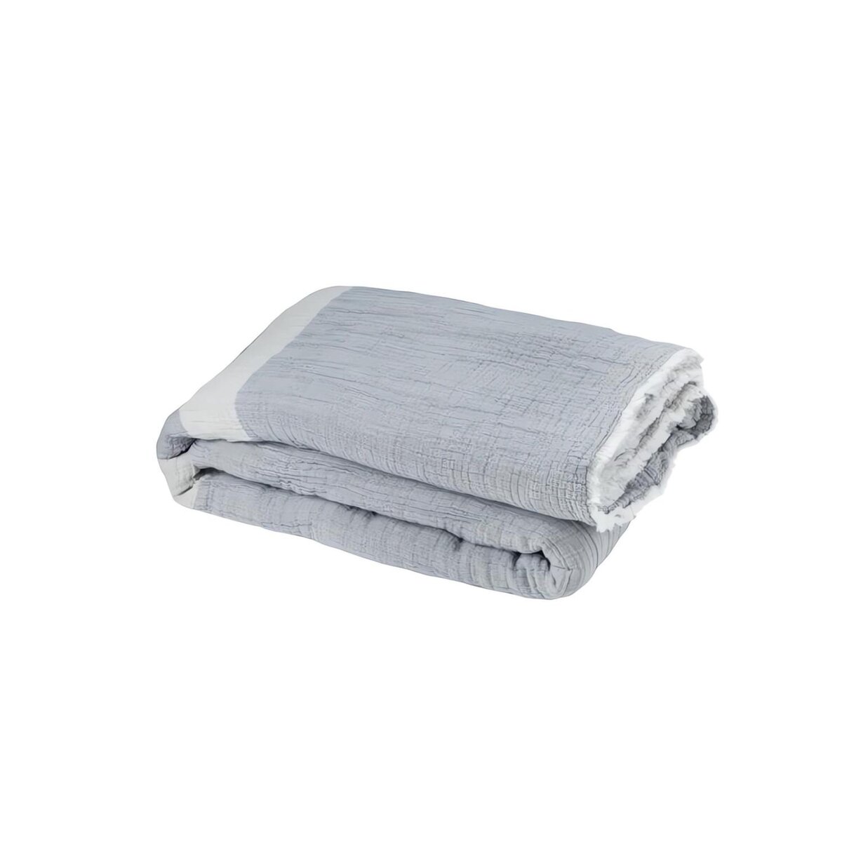 Toison d'or Plaid 150x200 cm en coton gaufré PIENZA naturel et eau de bleu, par Toison d'or