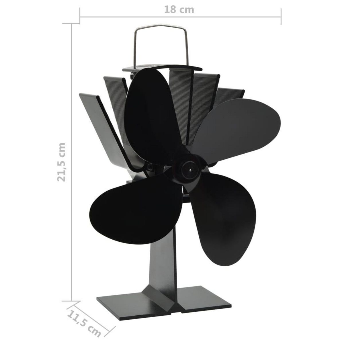 VIDAXL Ventilateur de poele alimente par chaleur 4 pales Noir