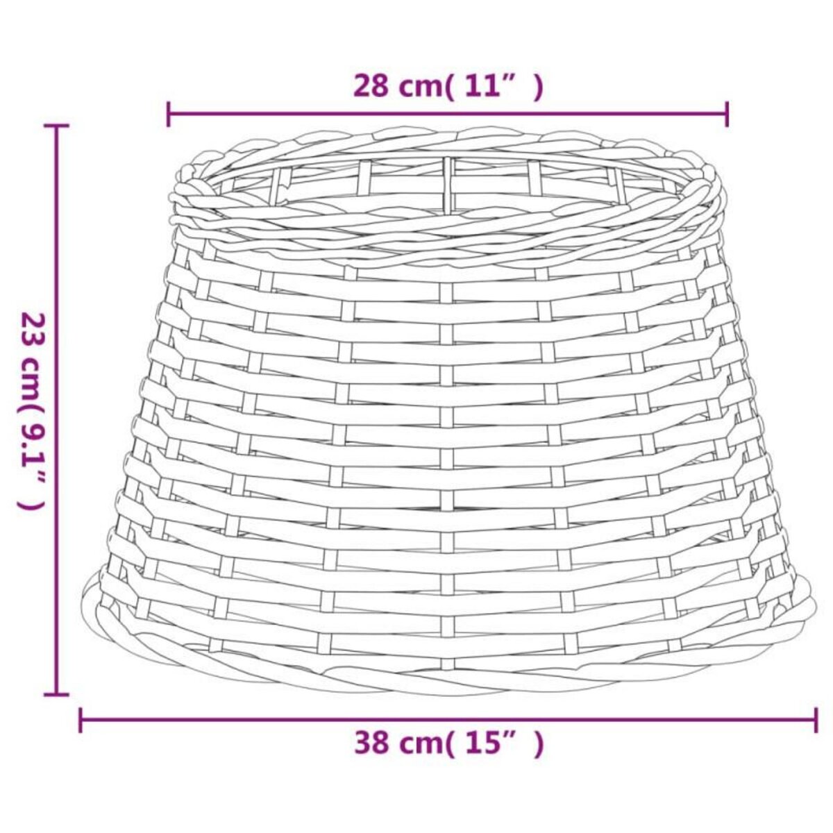 VIDAXL Abat jour blanc Ø38x23 cm osier