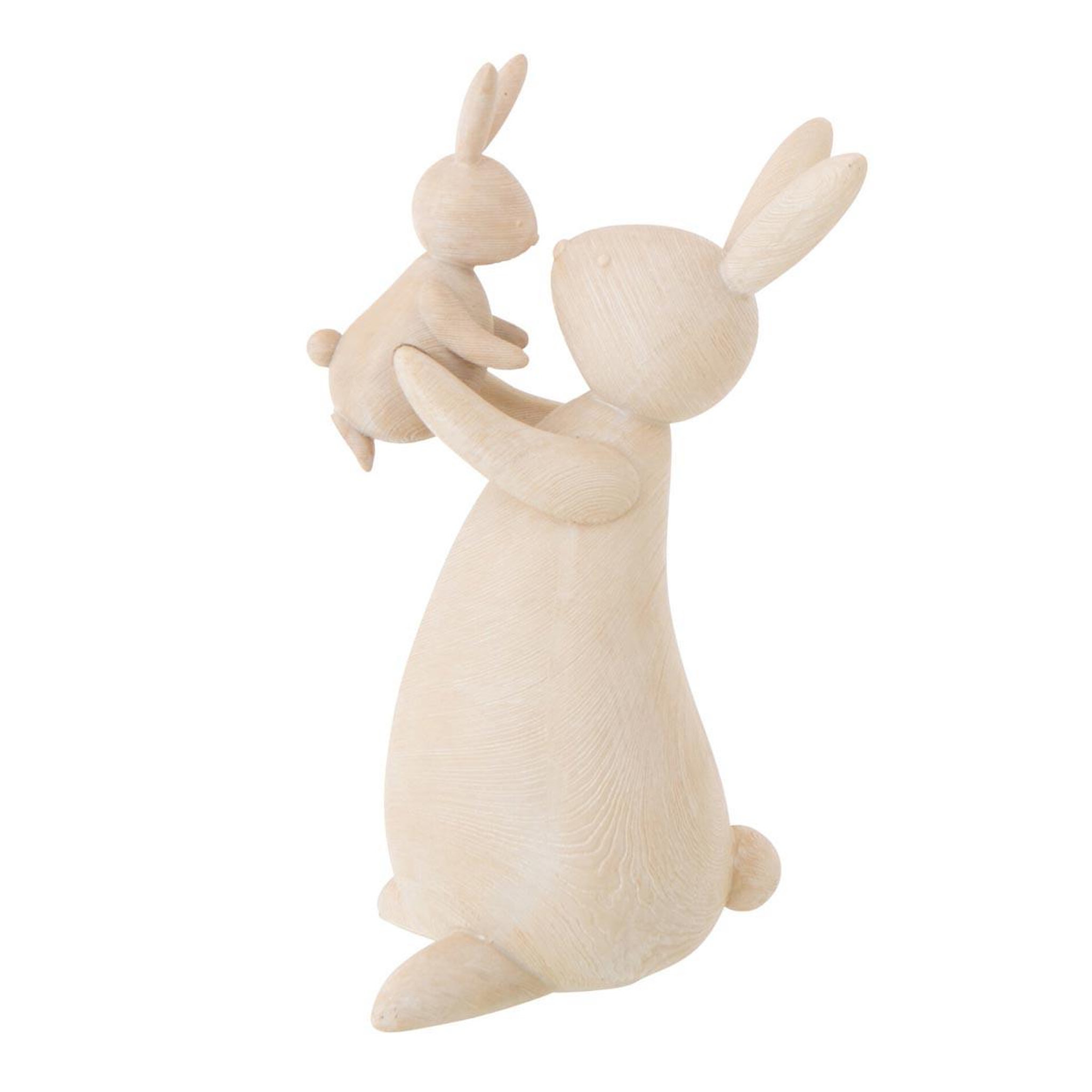 J-LINE Statuette déco lapins  câlin  31cm naturel