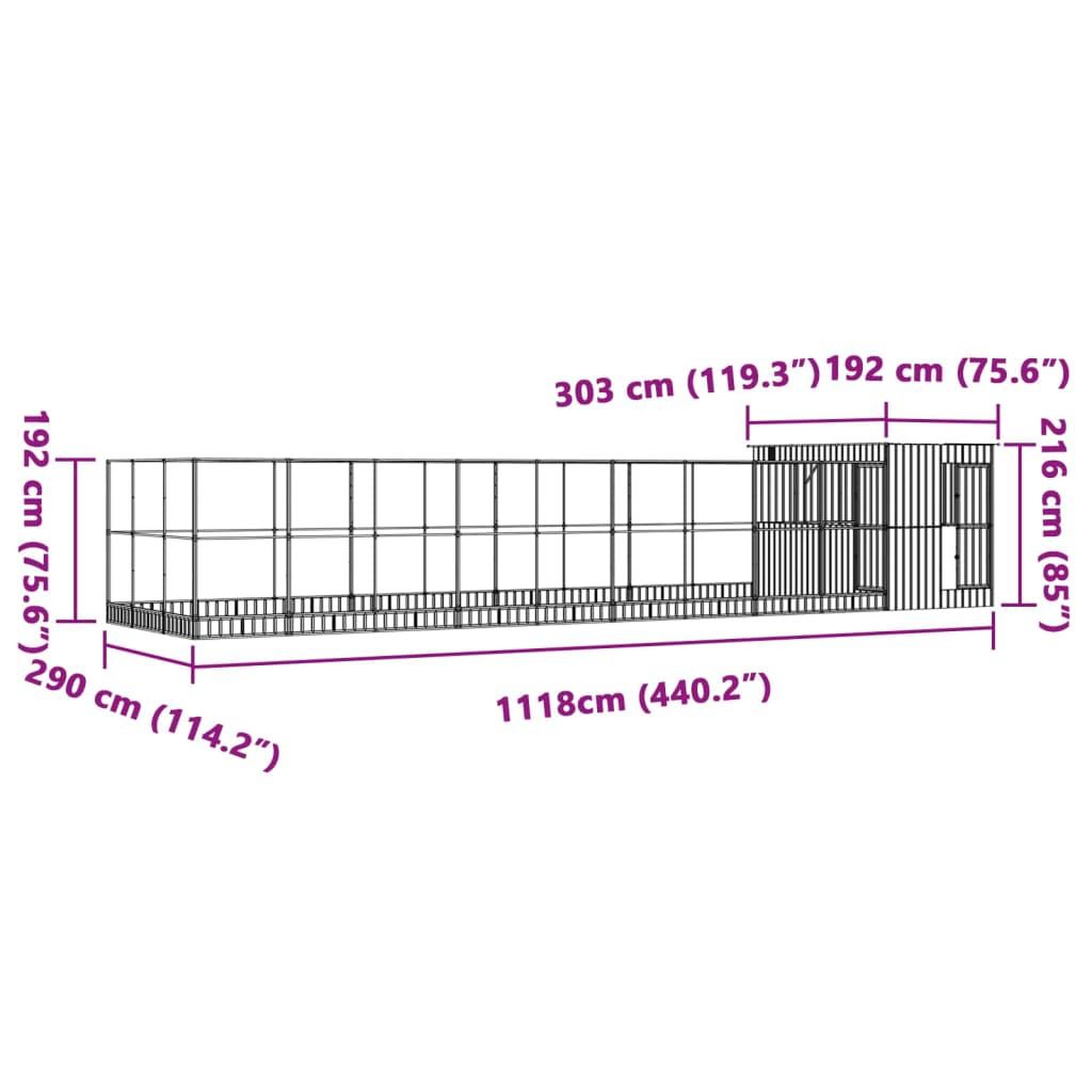 Voir la diapositive 6 : VIDAXL Voliere avec extension argente 1118x303x216 cm acier