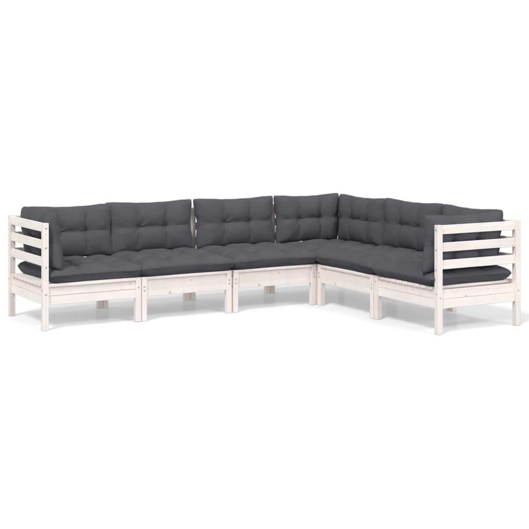 Voir la diapositive 2 : VIDAXL Salon de jardin 6 pcs avec coussins blanc bois de pin massif