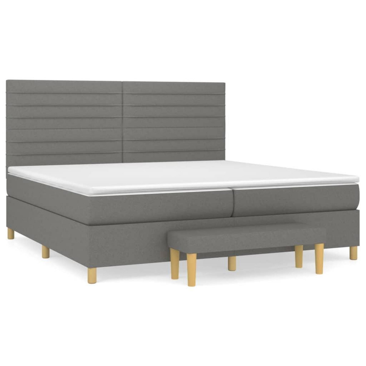 VIDAXL Sommier a lattes de lit avec matelas Gris fonce 200x200cm Tissu