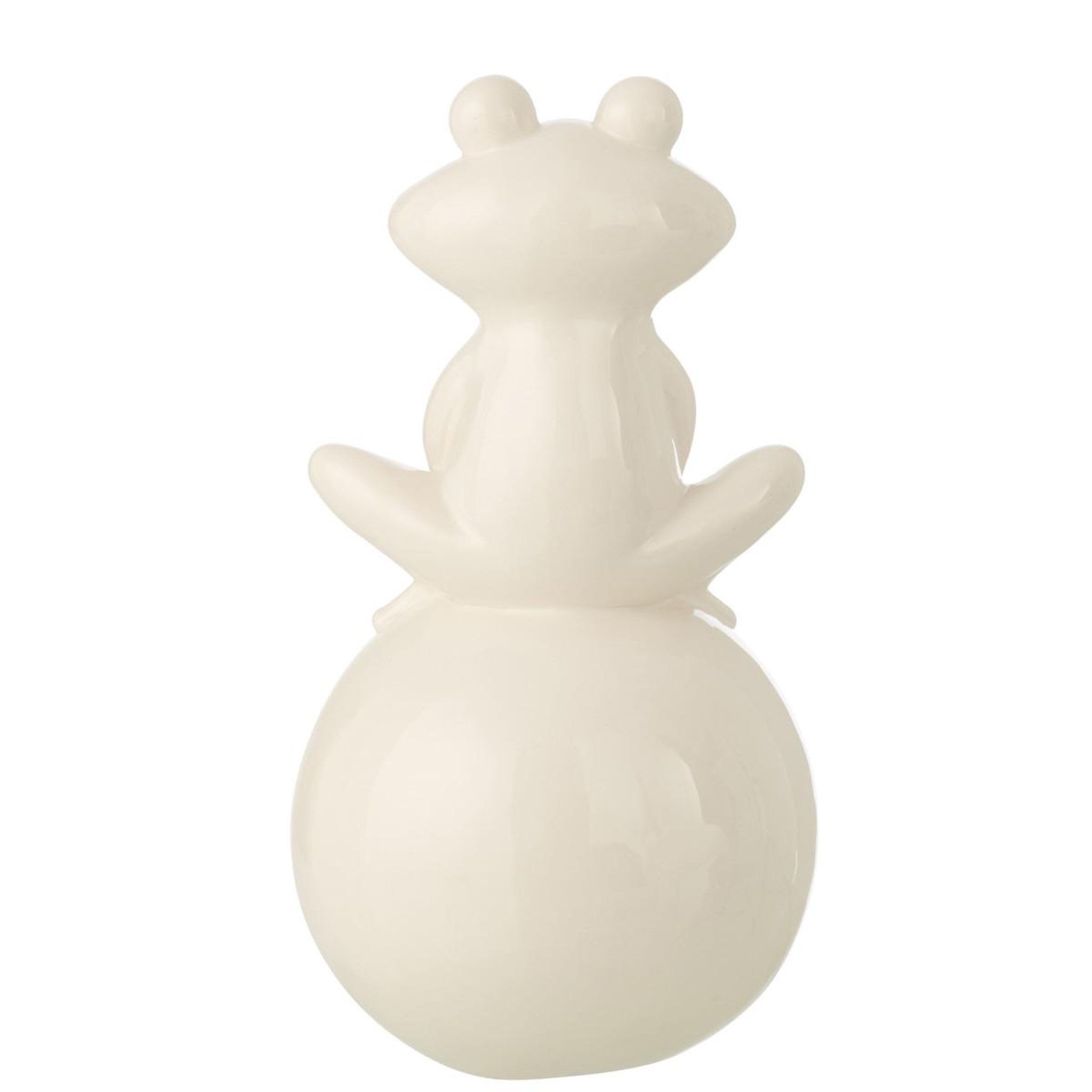 Voir la diapositive 3 : J-LINE Statuette déco grenouille  balle  34cm blanc