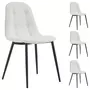 IDIMEX Lot de 4 chaises ALVARO pour salle à manger ou cuisine avec 4 pieds en métal noir et assise capitonnée, revêtement synthétique blanc