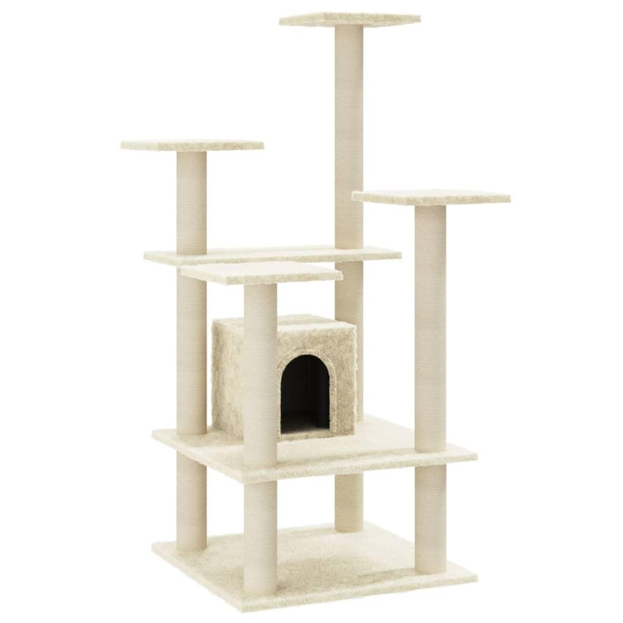 Voir la diapositive 2 : VIDAXL Arbre a chat avec griffoirs en sisal Creme 110 cm