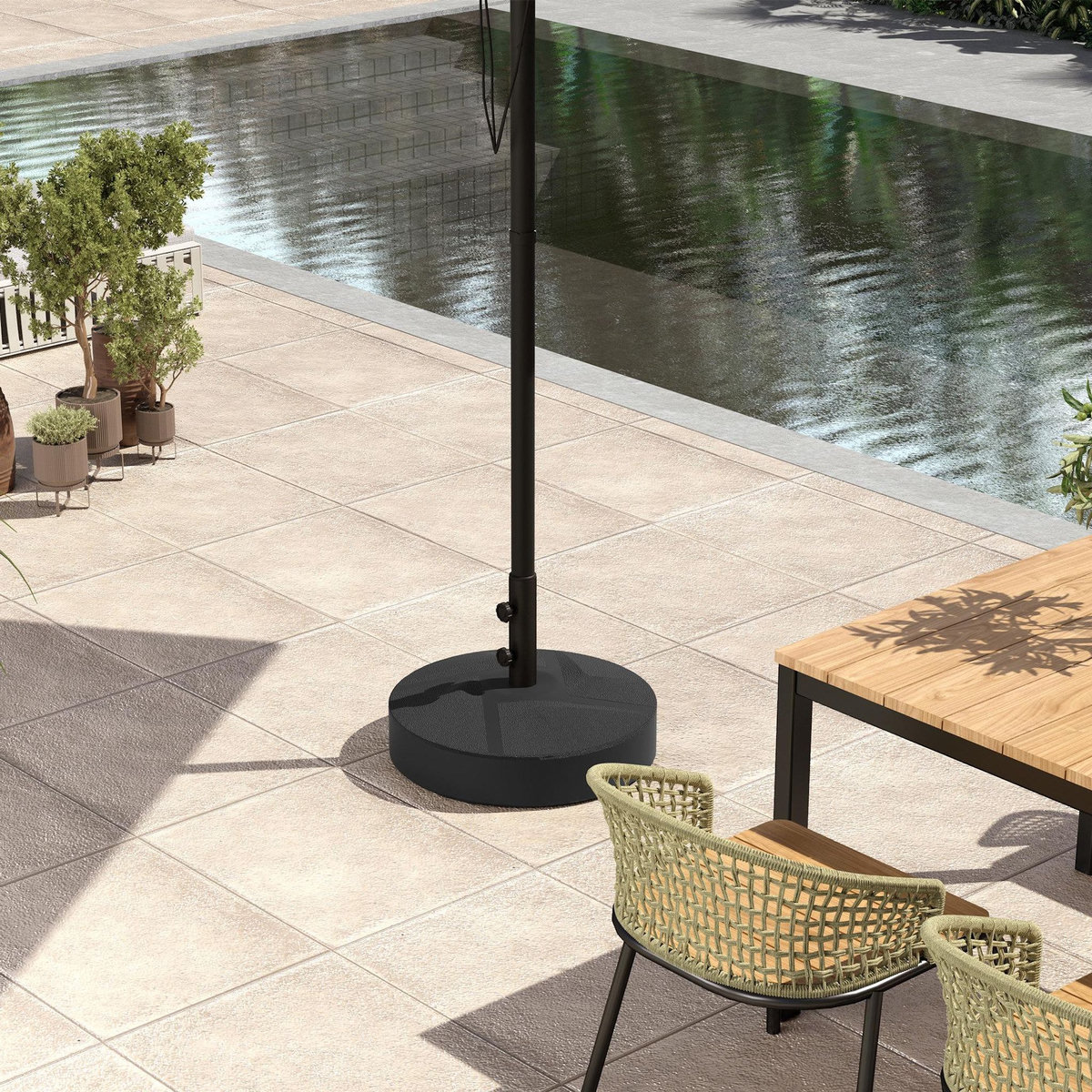 OUTSUNNY Pied de parasol rond mât dia. 36-48 mm - 56 x 56 x 40 cm - noir