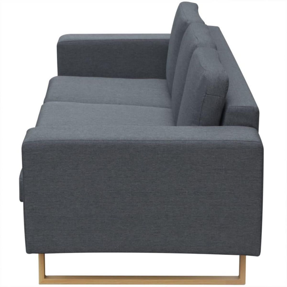 VIDAXL Canape avec 3 places Tissu Gris fonce