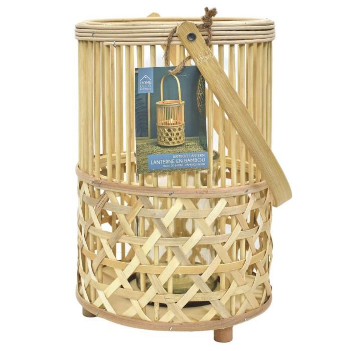 Paris Prix Lanterne en Bambou  Anse Tressée  55cm Naturel