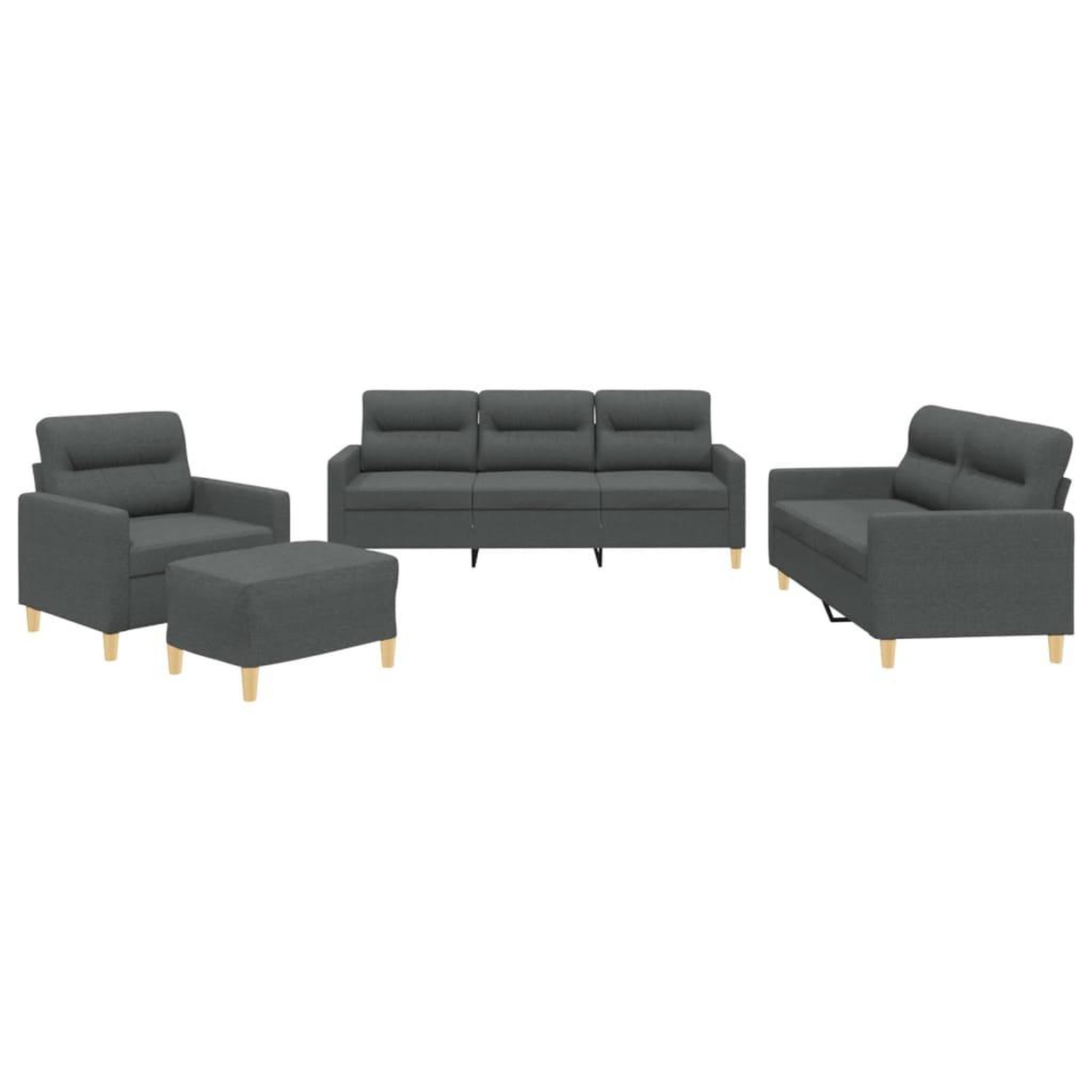 Voir la diapositive 2 : VIDAXL Ensemble de canapes 4 pcs avec coussins Gris fonce Tissu
