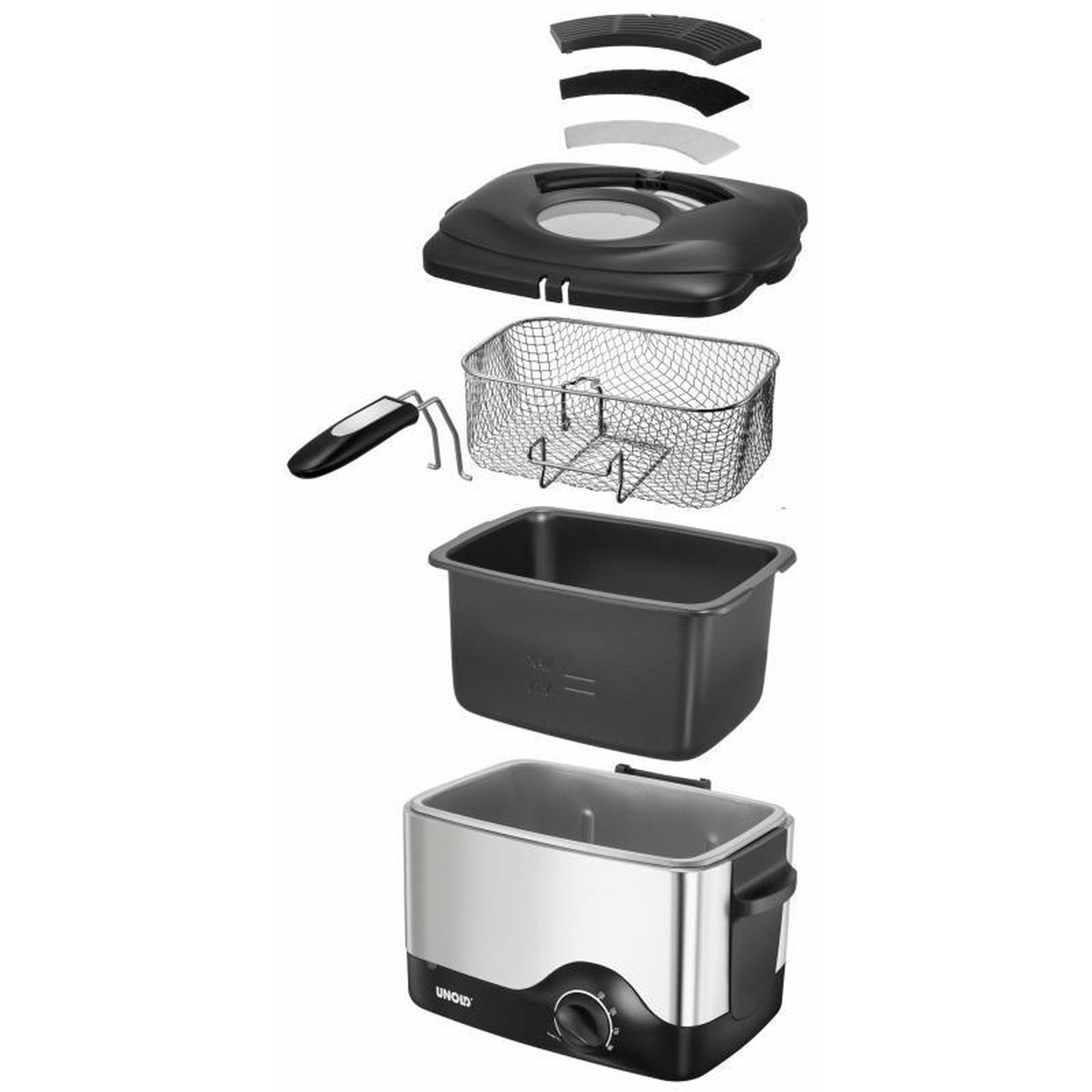 Voir la diapositive 2 : Unold Unold Fryer Compact 1,5l 1200W black silver (58615)