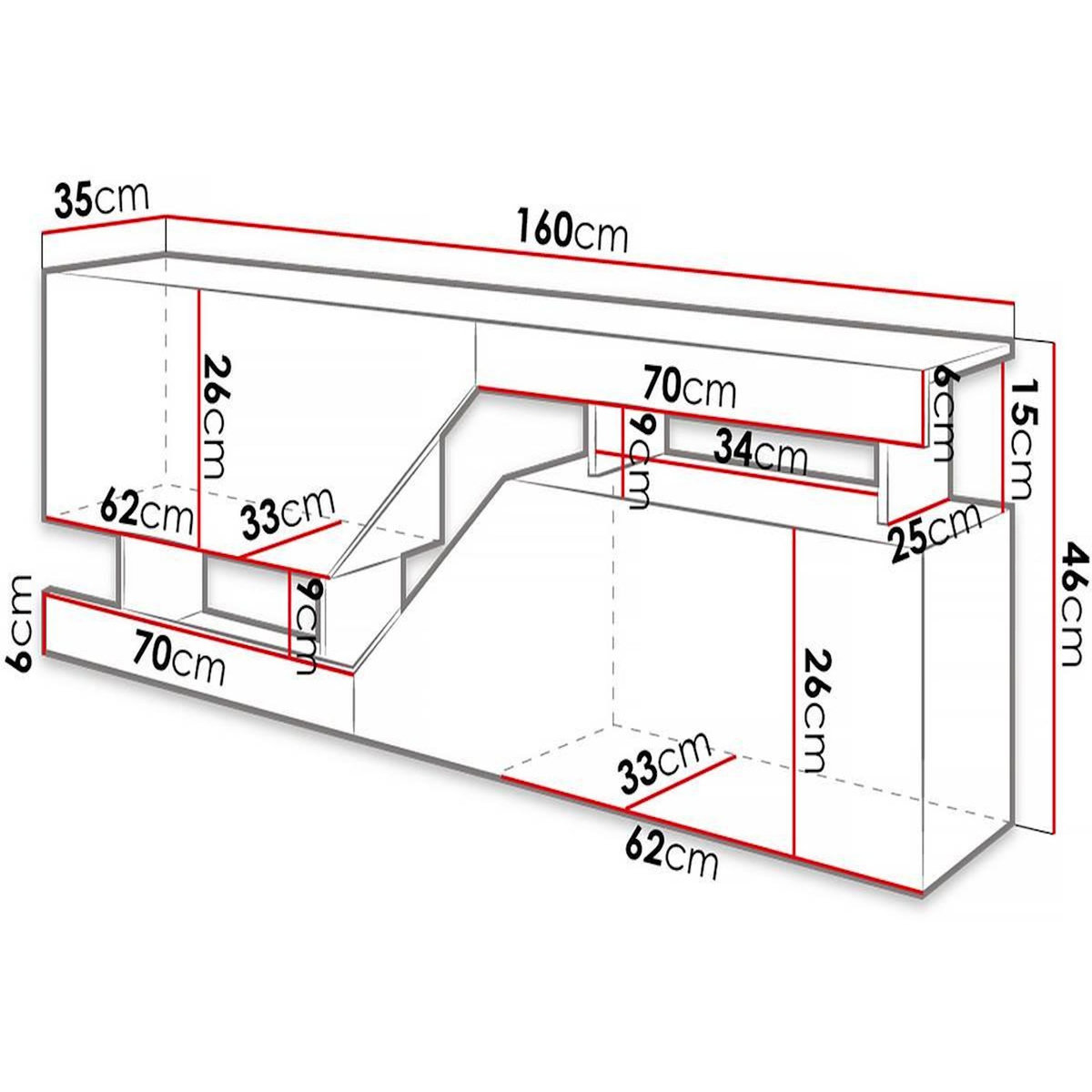 Habitat et Jardin Meuble TV  Ceelias  -160 x 46 x 35 cm - Gris/Marron