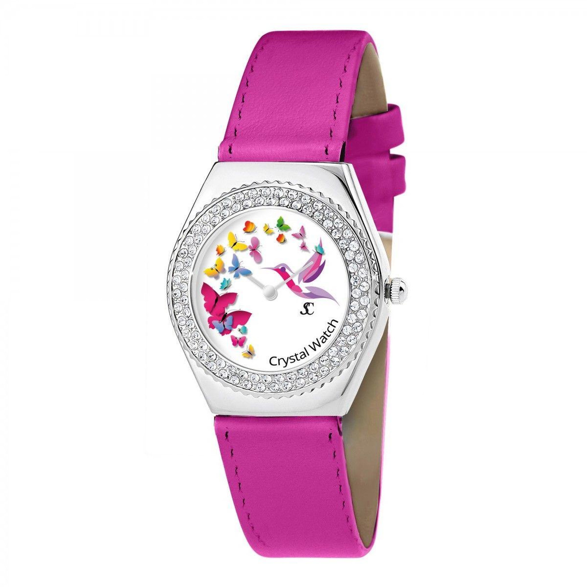 Voir la diapositive 3 : SC CRYSTAL Montre Alysson papillons à mouvement tournant SC Crystal ornée de Cristaux scintillants