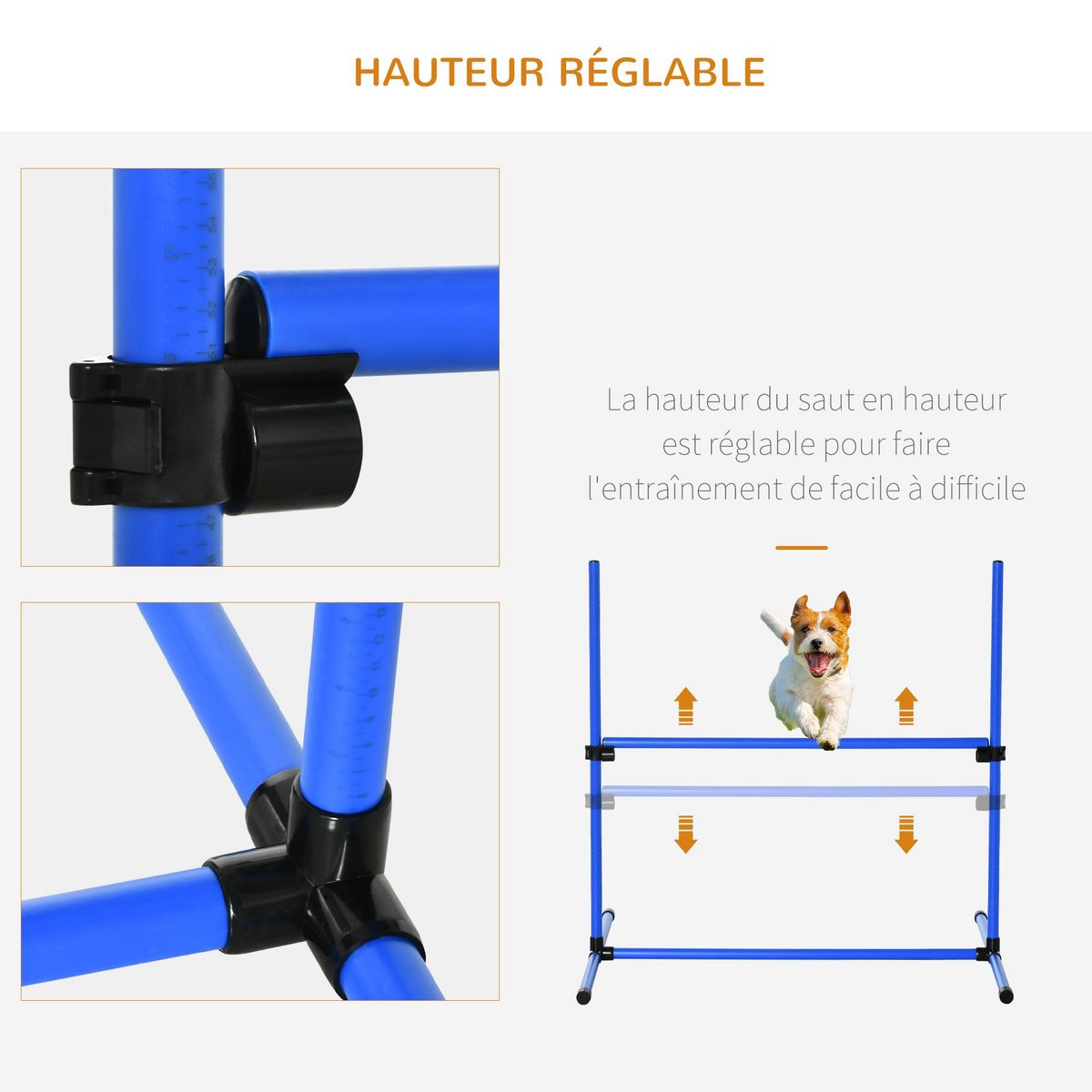 PAWHUT Agility sport pour chiens set de 4 obstacles professionnels avec système de maintien au sol sac transport fourni bleu noir