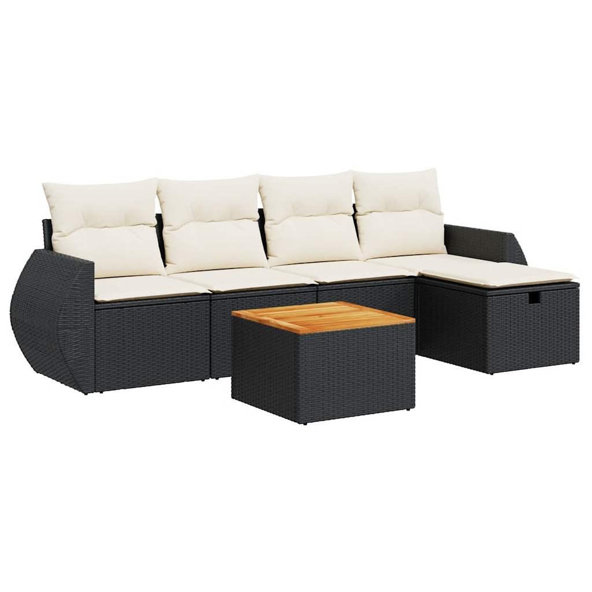 Voir la diapositive 2 : VIDAXL Salon de jardin 6 pcs avec coussins noir resine tressee