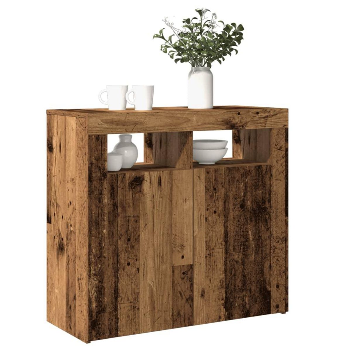 VIDAXL Buffet et lumieres LED vieux bois 80x35x75 cm bois d'ingenierie