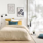 FUTURE HOME Parure de lit unie en coton finition bourdon. Coloris disponibles : Jaune, Blanc, Bleu, Beige