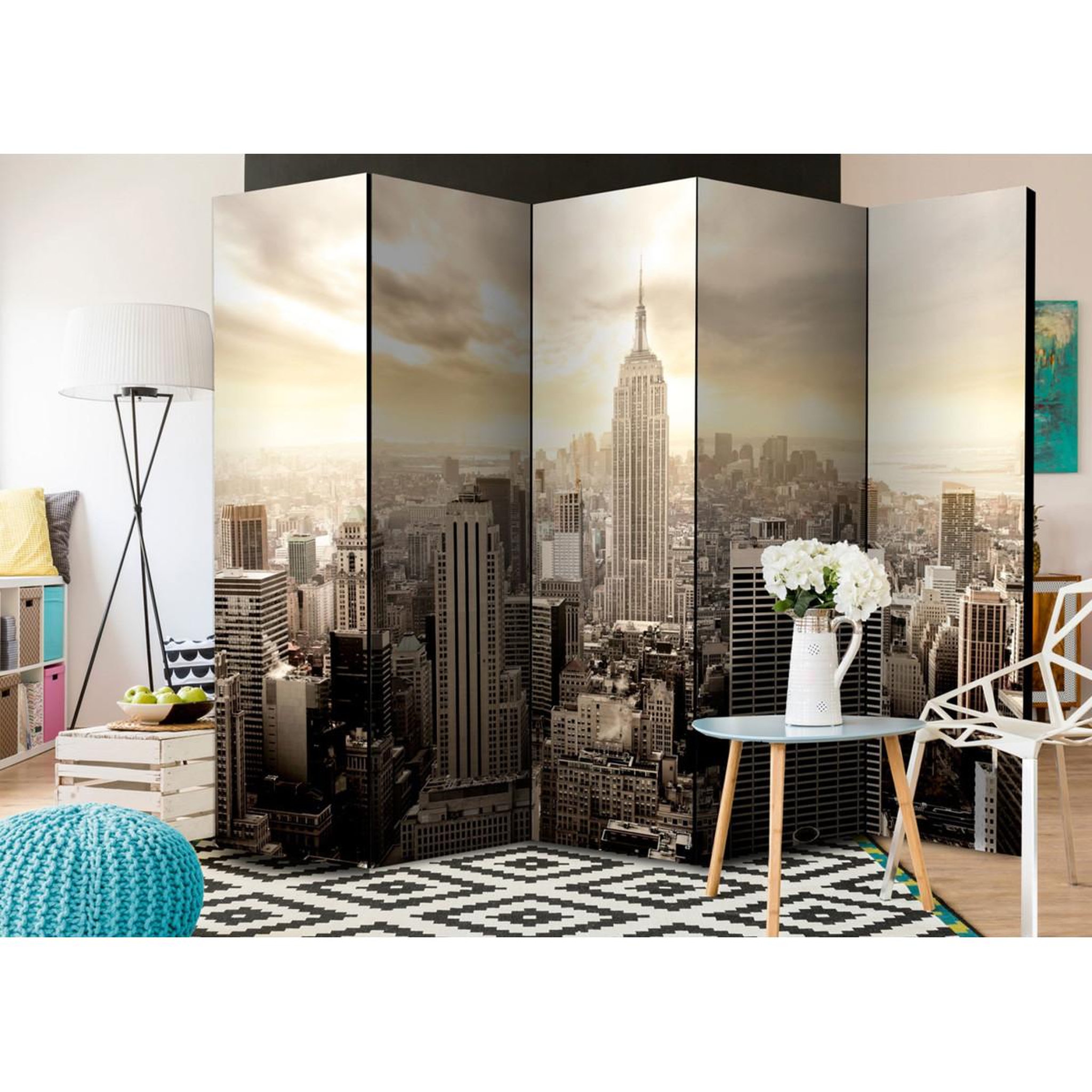 Voir la diapositive 2 : Paris Prix Paravent 5 volets  light of new york  172x225cm