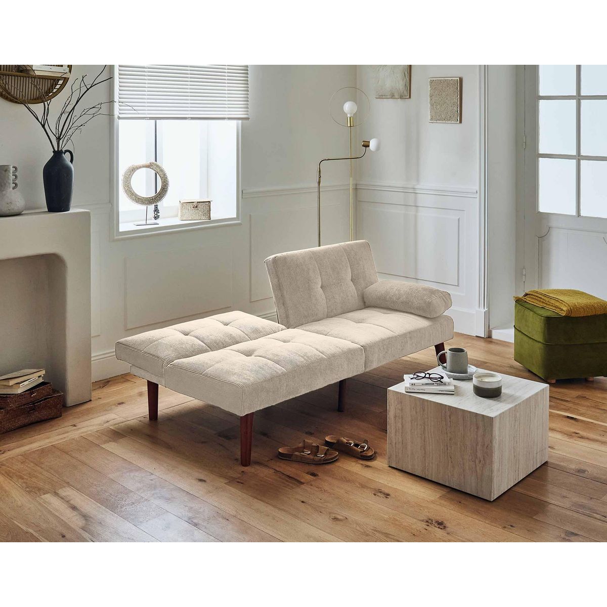 BEST MOBILIER Philae - canapé convertible clic-clac 2 places - velours côtelé