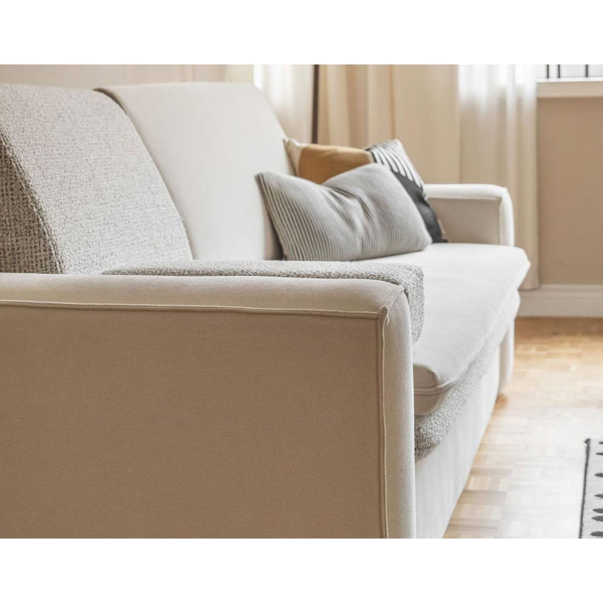 BEST MOBILIER Wilson - canapé droit 3 places convertible avec coffre en tissu et tissu texturé