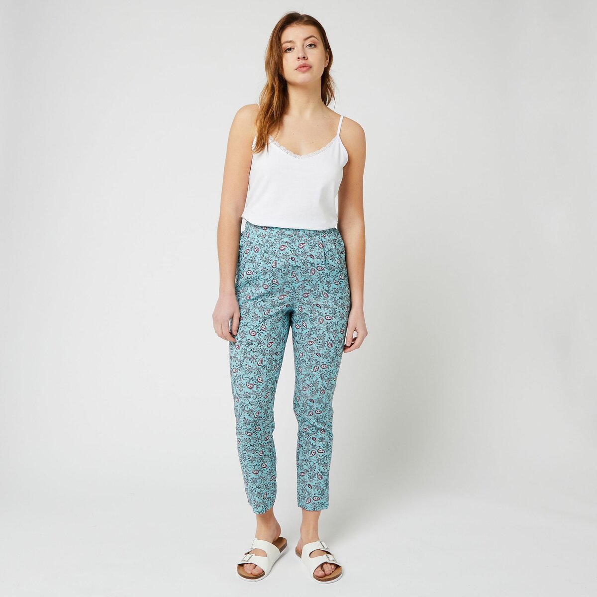 Pantalon discount turquoise femme