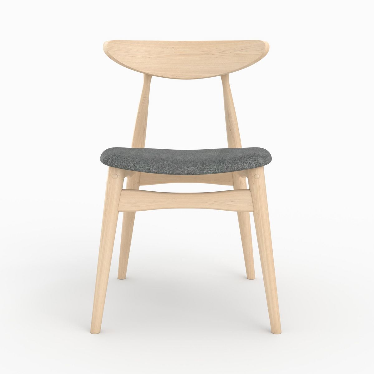 Rendez vous déco Lot de 2 chaises en tissu gris et bois d'hévéa - Josette