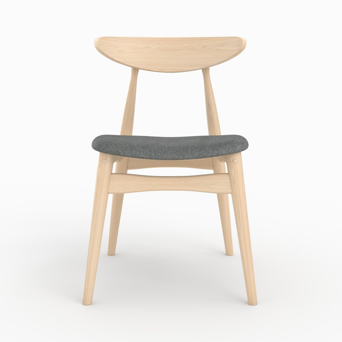 Rendez vous déco Lot de 2 chaises en tissu gris et bois d'hévéa - Josette