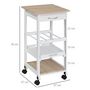 Voir la diapositive 3 : HOMCOM Chariot de service desserte de cuisine à roulettes 2 étagères + plateau amovible + tiroir bois de pin MDF