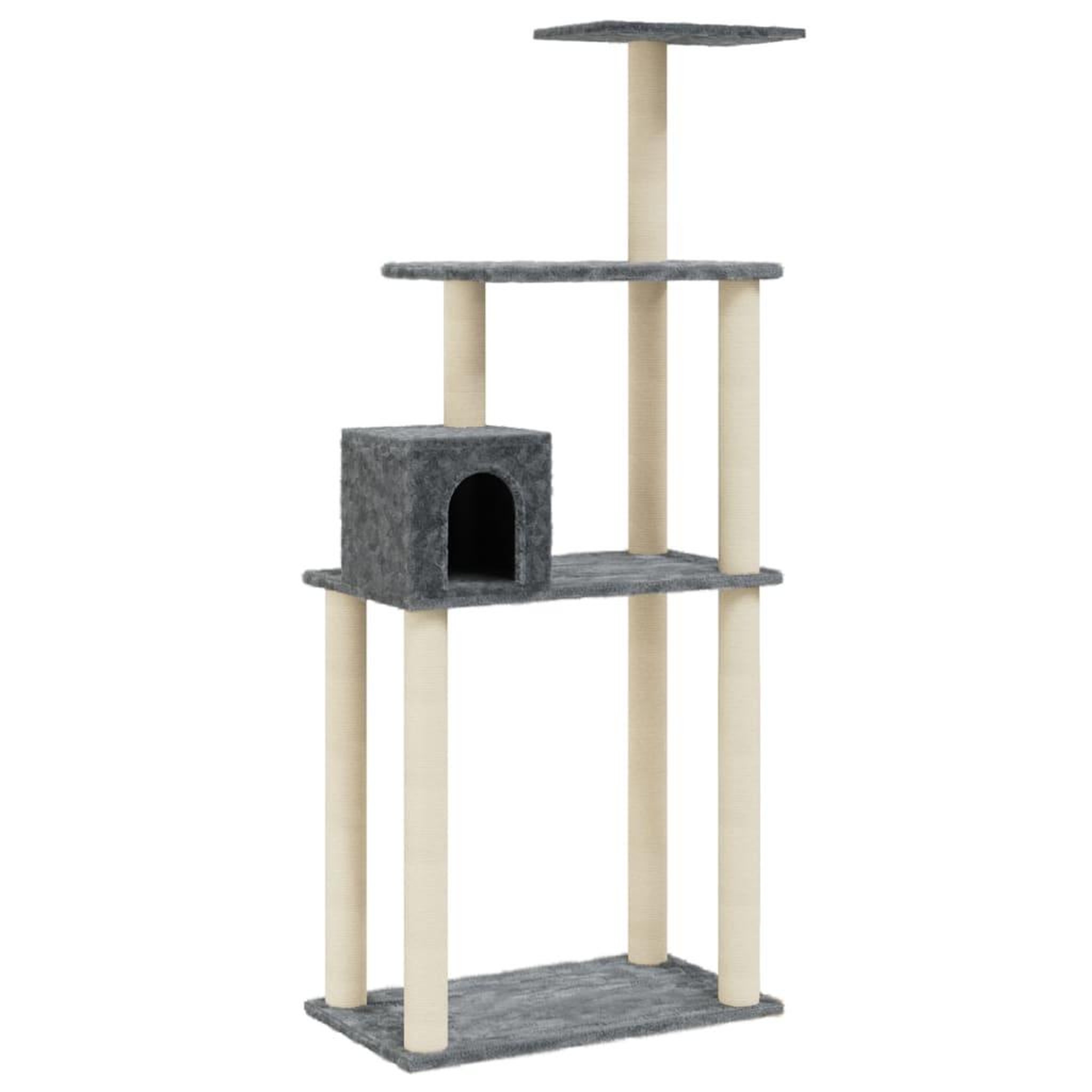 Voir la diapositive 2 : VIDAXL Arbre a chat avec griffoirs en sisal Gris fonce 147 cm