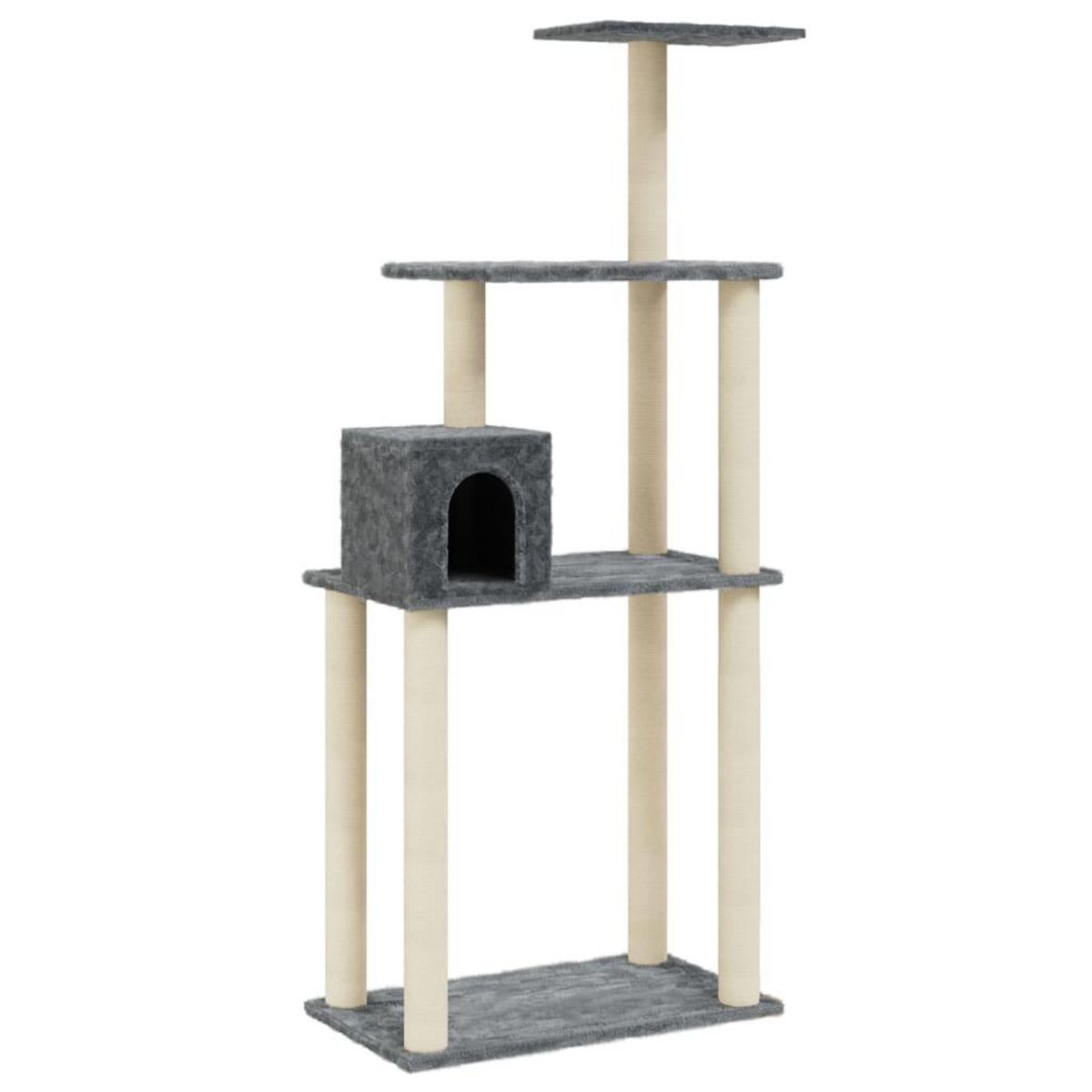 VIDAXL Arbre a chat avec griffoirs en sisal Gris fonce 147 cm