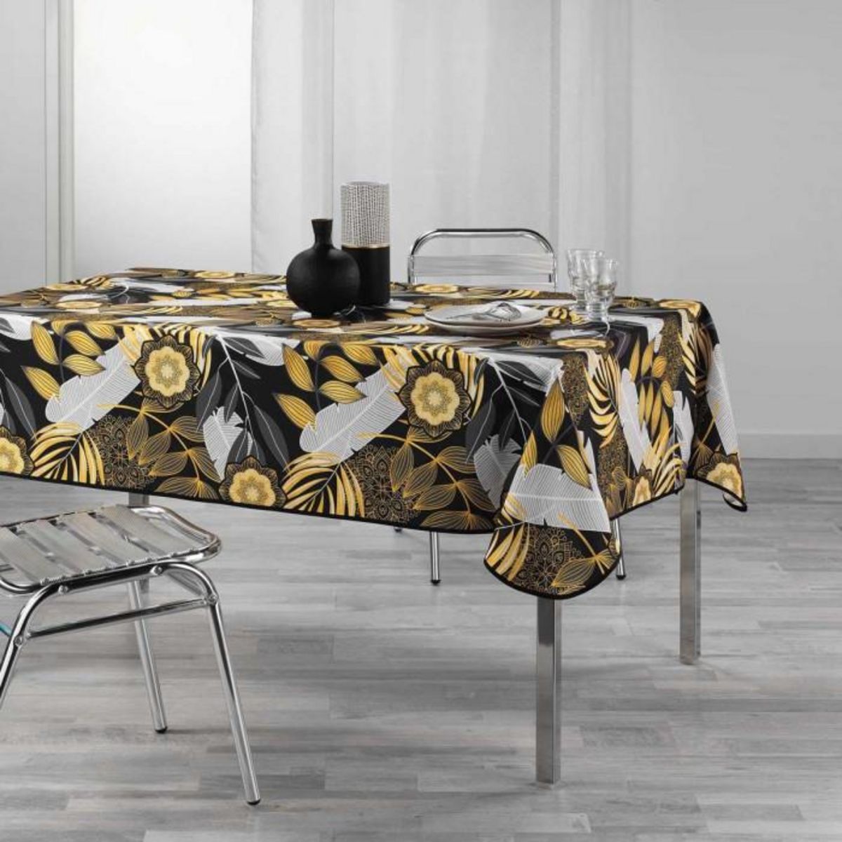 Paris Prix Nappe Imprimée  Hannae  150x300cm Noir