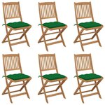 VIDAXL Chaises pliables de jardin lot de 6 avec coussins Bois d'acacia
