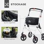 Voir la diapositive 4 : HOMCOM Déambulateur pliable réglable léger 4 roues rangements frein alu blanc noir