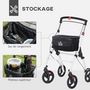 Voir la diapositive 4 : HOMCOM Déambulateur pliable réglable léger 4 roues rangements frein alu blanc noir