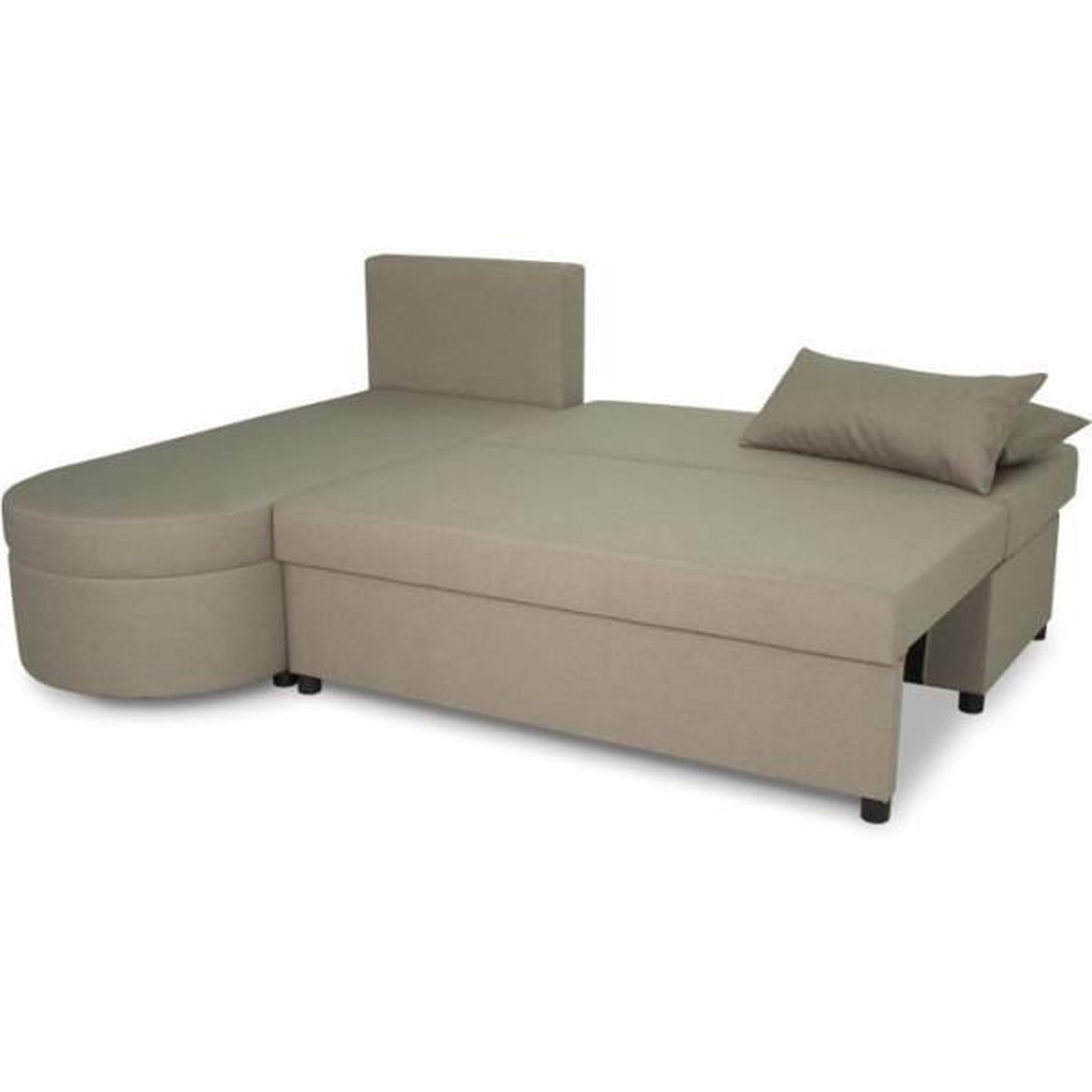 Voir la diapositive 4 : MARKET24 Canapé d'angle convertible réversible 3 places JEN - Tissu Beige - Style contemporain - L196 x H88 x P159 cm