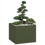VIDAXL Jardiniere vert olive 100x100x80 cm acier