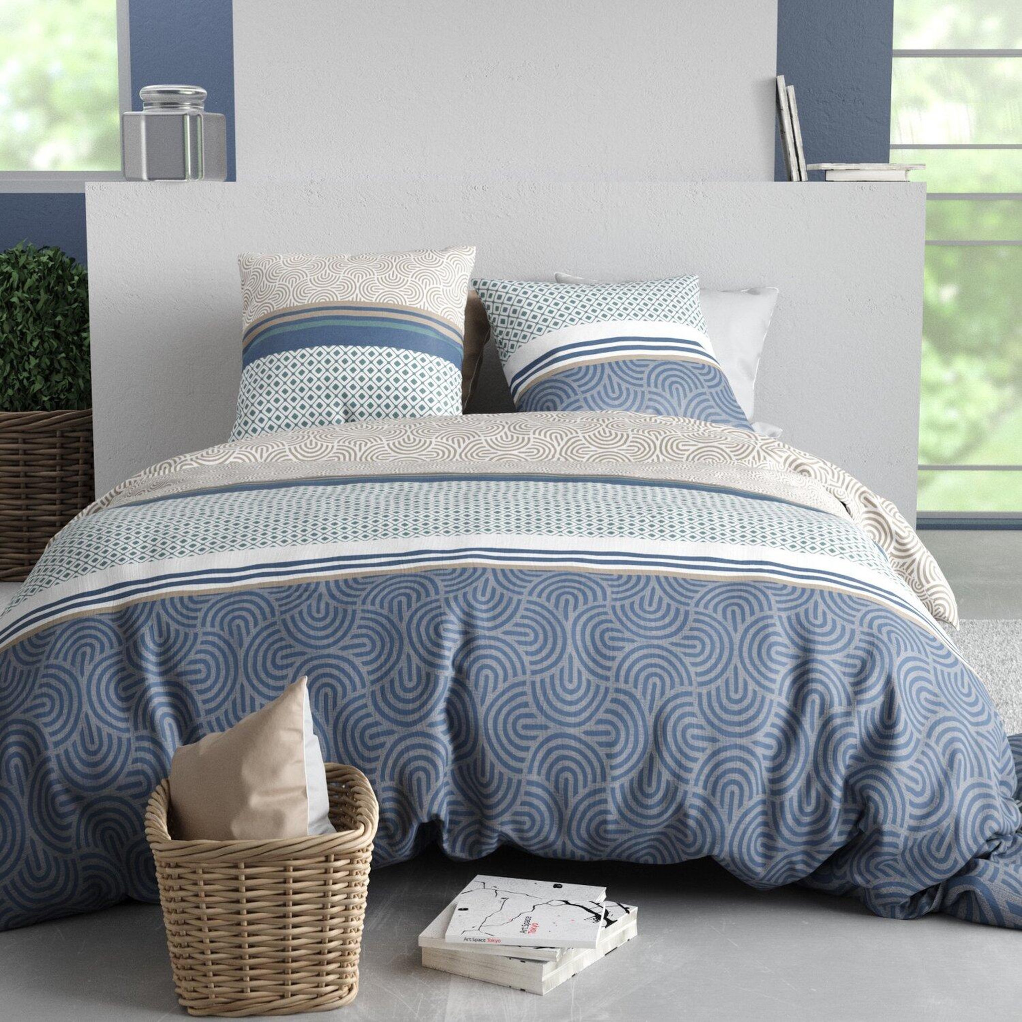 Voir la diapositive 1 : ATELIER DU COTON Parure housse de couette 100% coton 57fils canopee