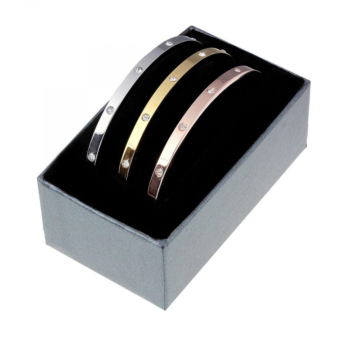 SC CRYSTAL 3 Bracelets en acier inoxydable  SC Crystal ornés de Cristaux scintillants