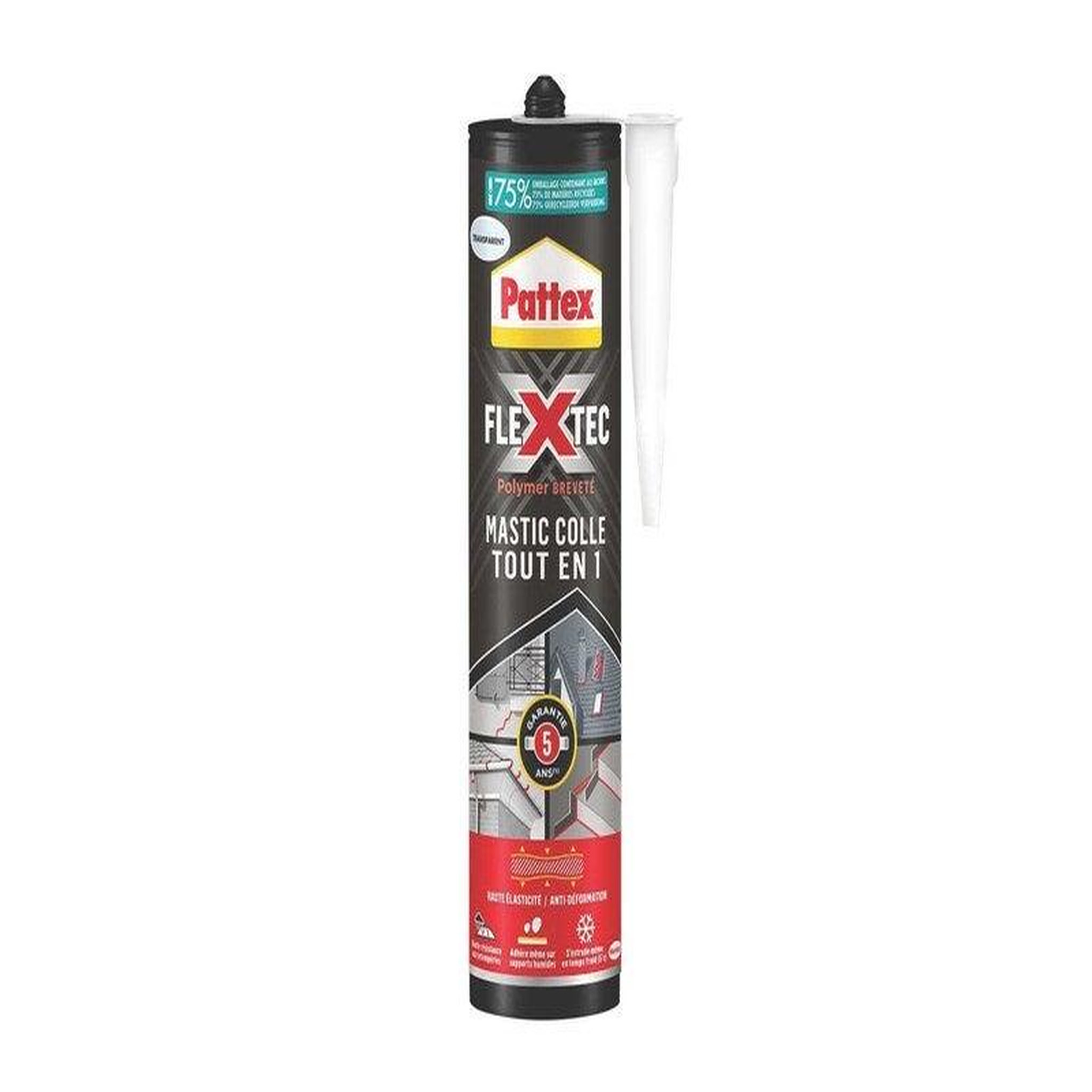 PATTEX Colle joint int/ext polymere pattex flextec transp cartouche 389g