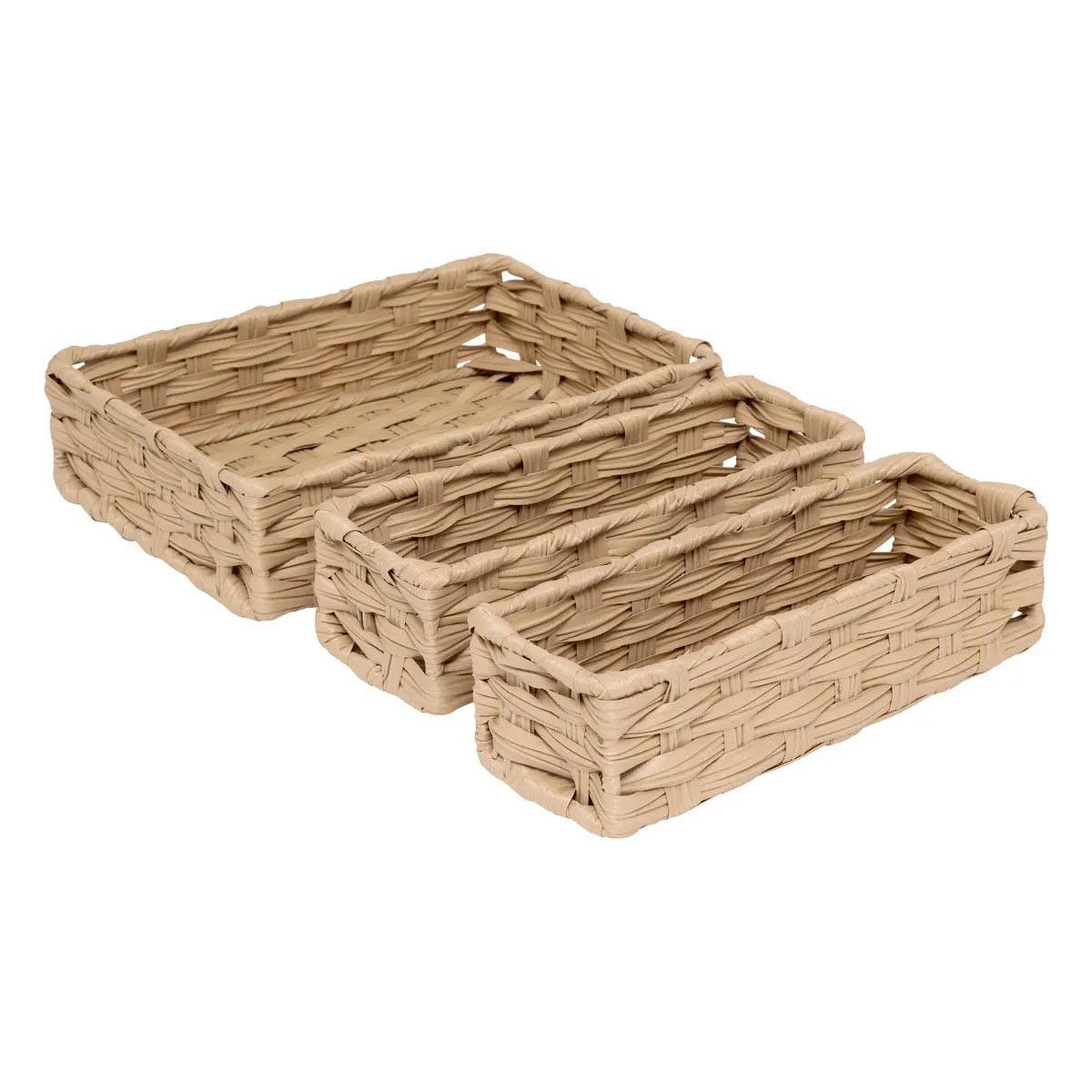 FIVE Lot de 3 paniers de rangement bas  tressé  27cm naturel