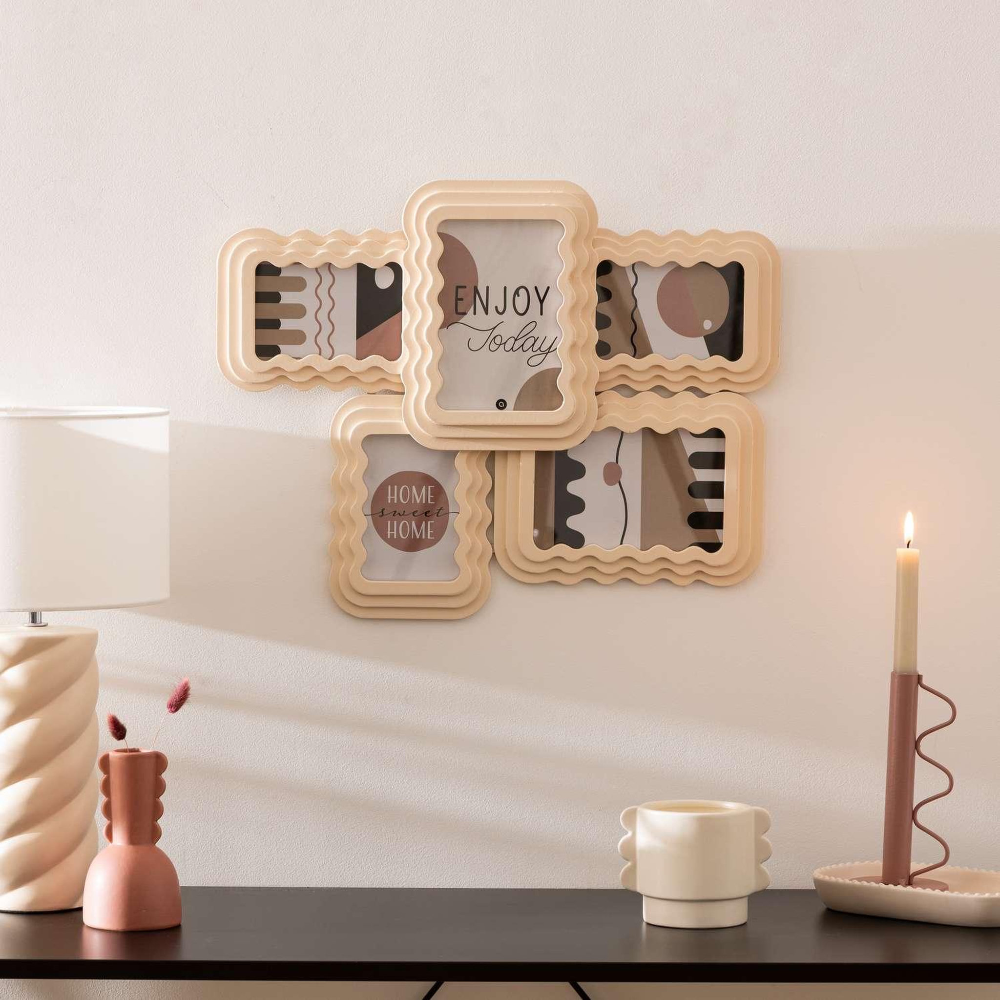 Voir la diapositive 2 : ATMOSPHERA Pêle-mêle 5 photos wavy - beige
