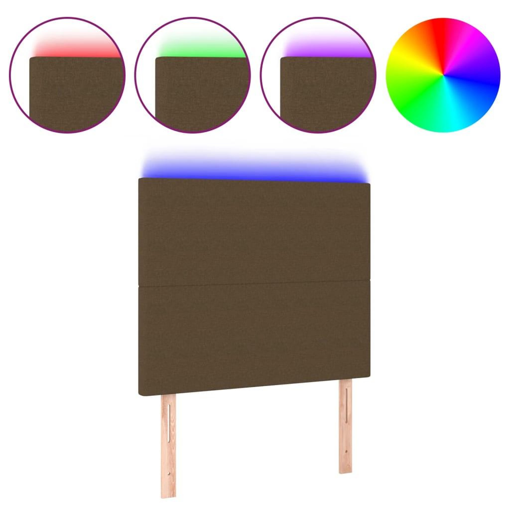 Voir la diapositive 2 : VIDAXL Tete de lit a LED Marron fonce 100x5x118/128 cm Tissu
