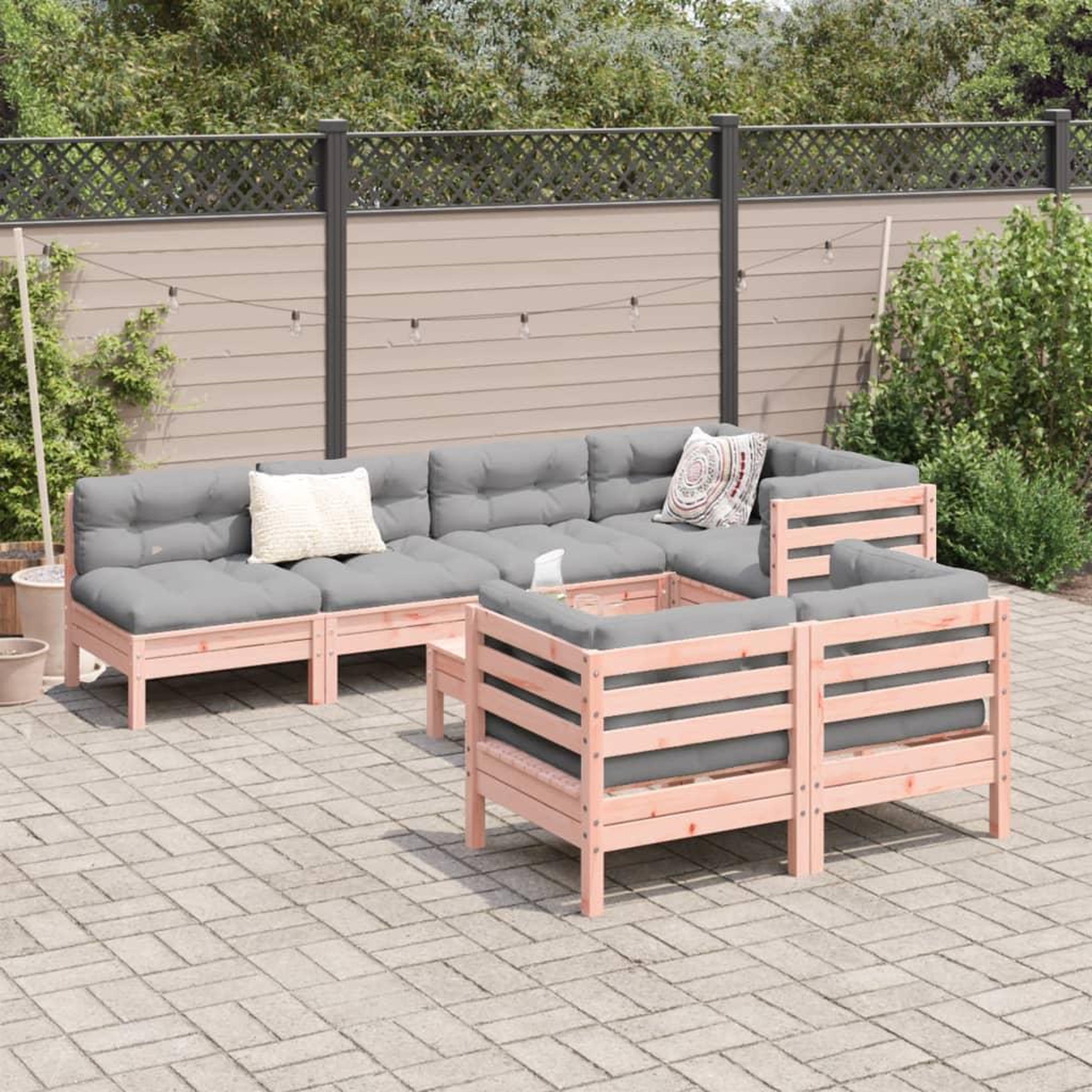 Voir la diapositive 3 : VIDAXL Salon de jardin 8 pcs avec coussins sapin douglas solide