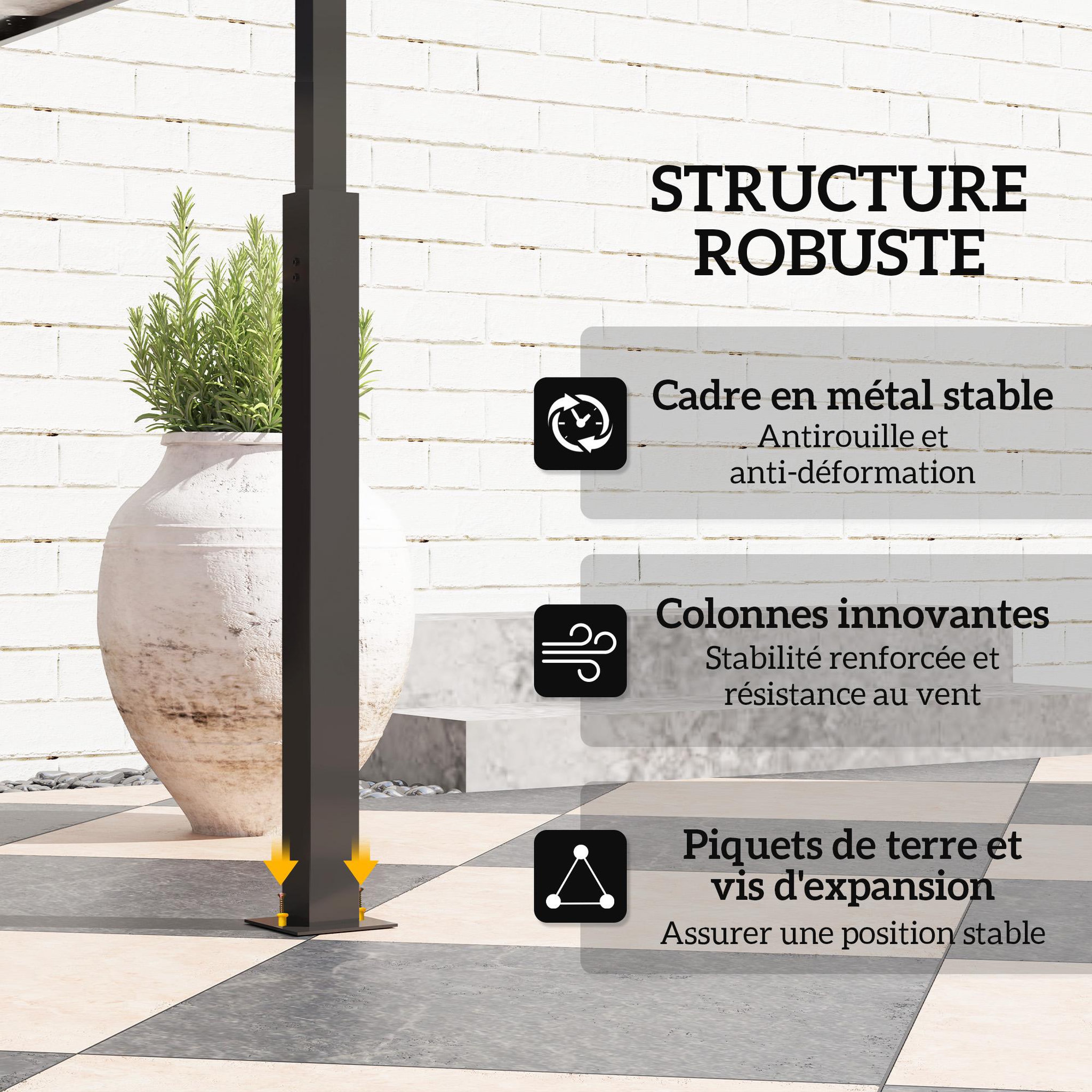 Voir la diapositive 6 : OUTSUNNY Abri pour barbecue - 2 étagères, 8 crochets, lumière LED, décapsuleur - métal noir tissu gris